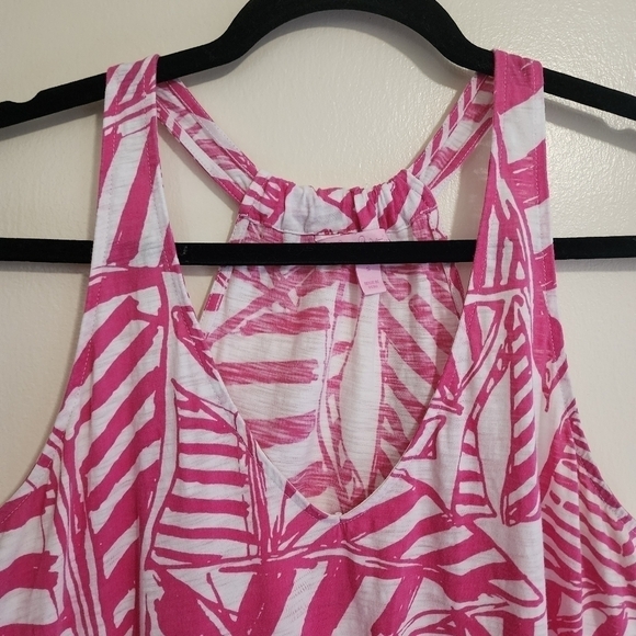 Lilly Pulitzer Womens Minka Tank Yacht SEA Capri Pink White Top V-Neck Size S - Picture 3 of 12